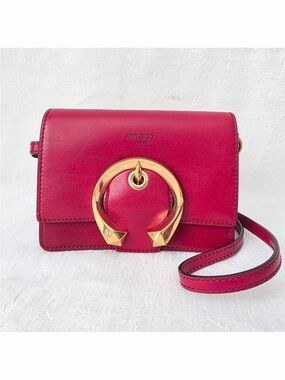 Jimmy Choo red Leather Crossbody with Gold Ring Detail